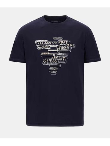T-shirt Męski Guess Granatowy